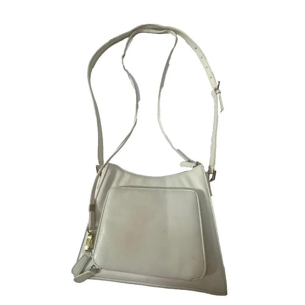 Liz Claiborne White Zipper Closure Handbag 2 Shoulder Strap Built In Wallet READ - Picture 3 of 16